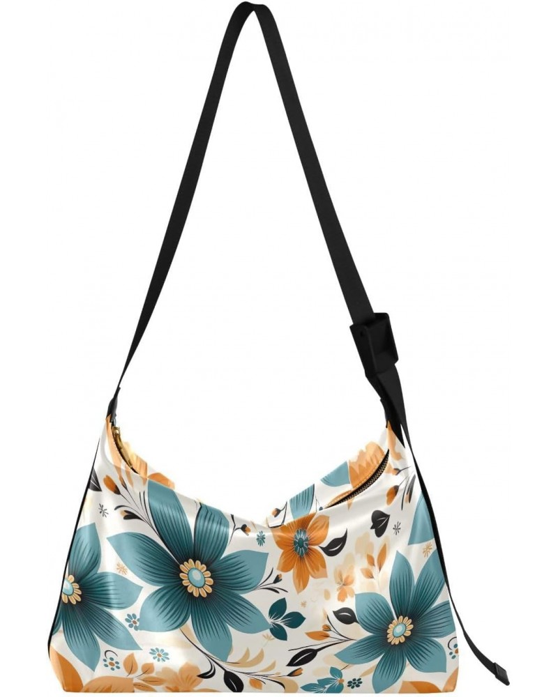 Flowers Floral Orange Blue Crossbody Bag for Women Men with Adjustable Strap PU Leather Shoulder Hobo Purse Bag 20851452 $15....