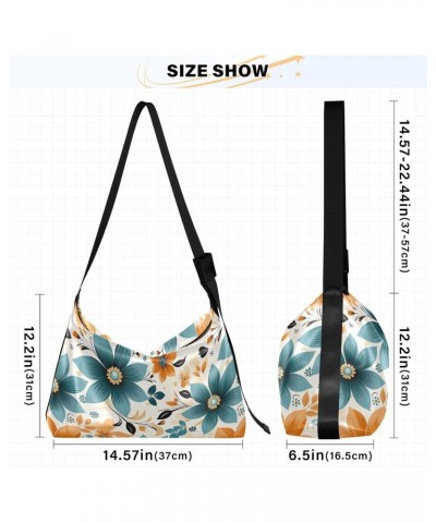 Flowers Floral Orange Blue Crossbody Bag for Women Men with Adjustable Strap PU Leather Shoulder Hobo Purse Bag 20851452 $15....