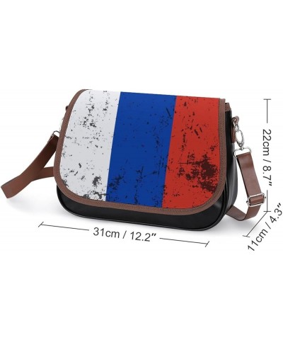 Grunge US Flag Leather Satchel Bag-Versatile Satchel for Women with Zipper Closure Style-17-2 $15.05 Shoulder Bags