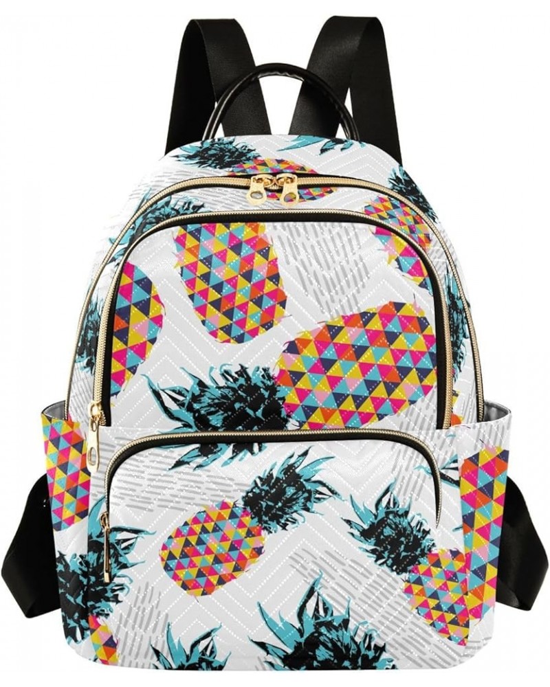 Summer Pineapple Geometric Backpack Purse for Women Anti-theft Small Fashion Travel Backpack Handbag Back Pack Lady Purse,M S...