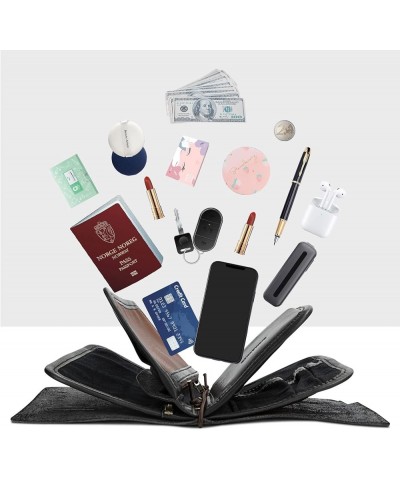 Wallet Women Genuine Leather RFID Blocking Credit Card Holder Bifold Clutch Wallets for Women Black01 $22.68 Wallets