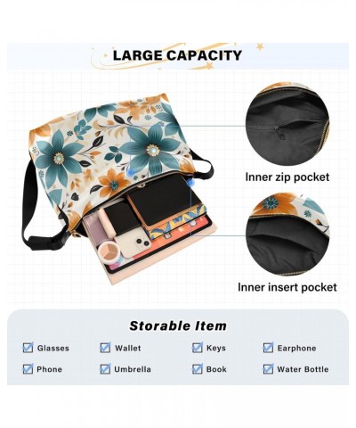 Flowers Floral Orange Blue Crossbody Bag for Women Men with Adjustable Strap PU Leather Shoulder Hobo Purse Bag 20851452 $15....