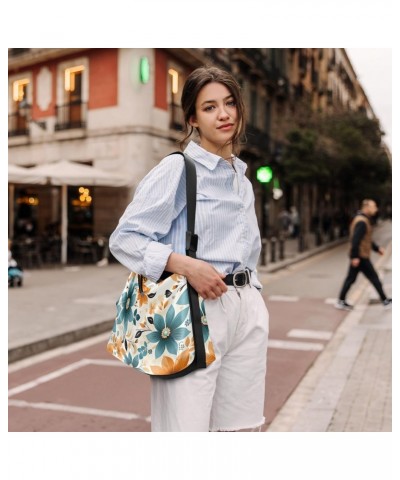 Flowers Floral Orange Blue Crossbody Bag for Women Men with Adjustable Strap PU Leather Shoulder Hobo Purse Bag 20851452 $15....