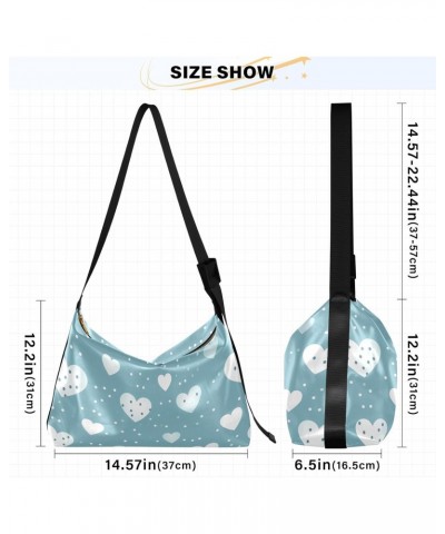 Hearts Blue Hobo Shoulder Bag for Women Men PU Leather Crossbody Bag Slouchy Tote Handbags for Travel Work $16.82 Totes