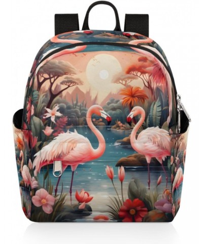 Pink Tropical Flamingo Small Backpack for Women Ladies Mini Backpack Travel Casual Backpack Purse Satchel Daypack $18.34 Back...