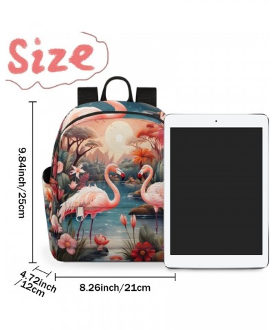 Pink Tropical Flamingo Small Backpack for Women Ladies Mini Backpack Travel Casual Backpack Purse Satchel Daypack $18.34 Back...