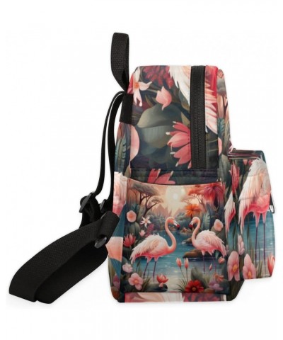 Pink Tropical Flamingo Small Backpack for Women Ladies Mini Backpack Travel Casual Backpack Purse Satchel Daypack $18.34 Back...