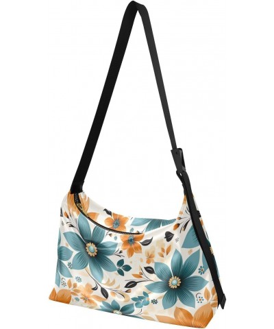 Flowers Floral Orange Blue Crossbody Bag for Women Men with Adjustable Strap PU Leather Shoulder Hobo Purse Bag 20851452 $15....