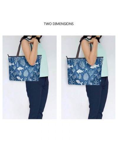 Women Tote Bags Coral Fish Blue Top Handle Satchel Handbags Shoulder Bag for Shopping 20853359 $9.66 Totes