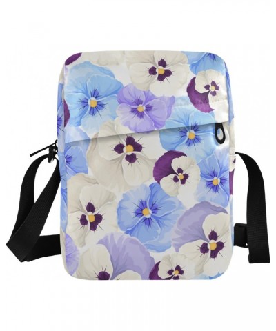 Crossbody Phone Bag Blue Purple Flowers Small Messenger Shoulder Bag Cash Handbag Wallet Purse(236rh2a) $10.34 Crossbody Bags