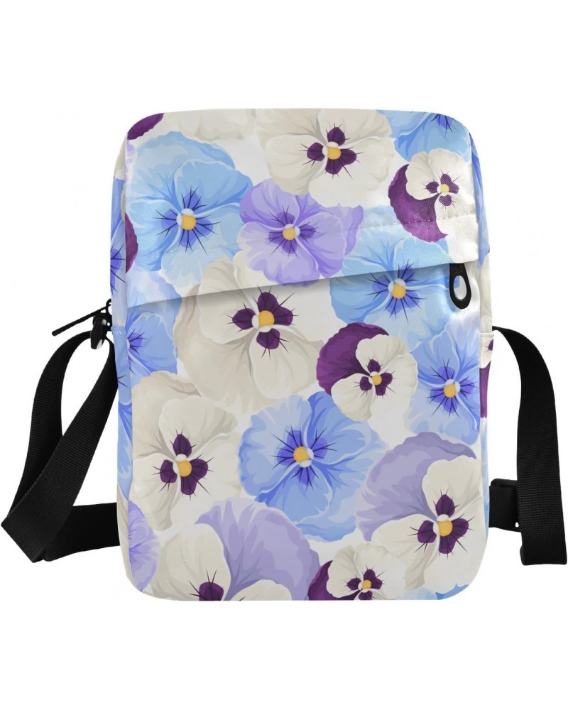 Crossbody Phone Bag Blue Purple Flowers Small Messenger Shoulder Bag Cash Handbag Wallet Purse(236rh2a) $10.34 Crossbody Bags