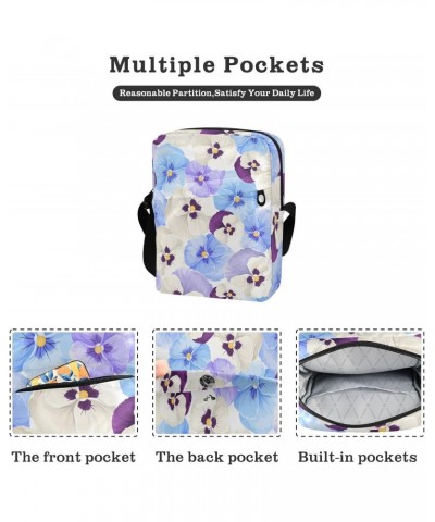 Crossbody Phone Bag Blue Purple Flowers Small Messenger Shoulder Bag Cash Handbag Wallet Purse(236rh2a) $10.34 Crossbody Bags