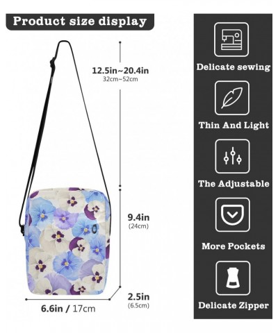 Crossbody Phone Bag Blue Purple Flowers Small Messenger Shoulder Bag Cash Handbag Wallet Purse(236rh2a) $10.34 Crossbody Bags