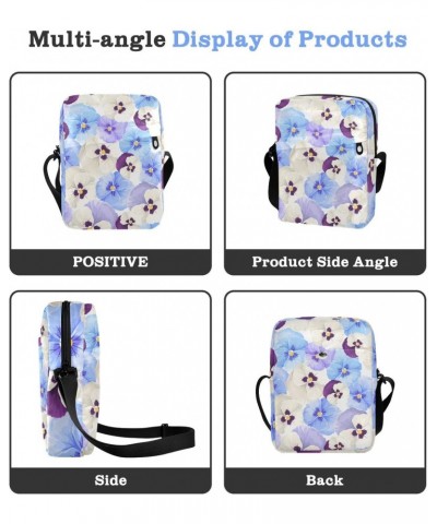 Crossbody Phone Bag Blue Purple Flowers Small Messenger Shoulder Bag Cash Handbag Wallet Purse(236rh2a) $10.34 Crossbody Bags