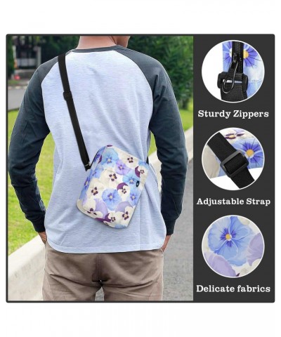 Crossbody Phone Bag Blue Purple Flowers Small Messenger Shoulder Bag Cash Handbag Wallet Purse(236rh2a) $10.34 Crossbody Bags