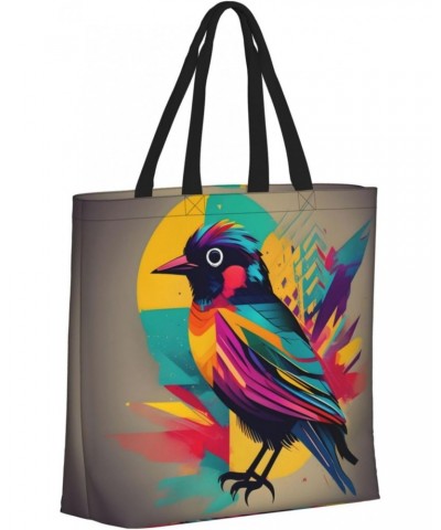 Colorful Bird Tote Bag with Zipper for Women Inside Mesh Pocket Heavy Duty Casual Anti-water Cloth Shoulder Handbag Outdoors ...