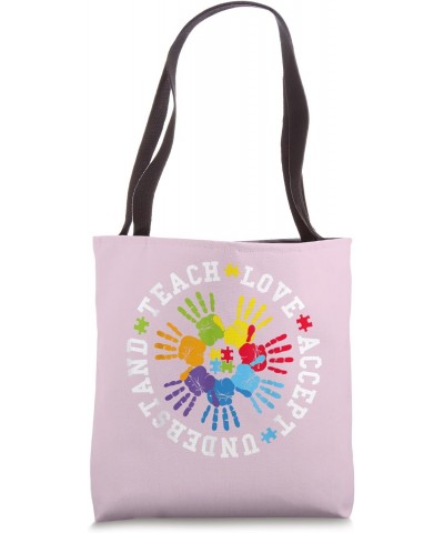 Teach Accept Understand Love Autism Teacher Autism Awareness Tote Bag $9.24 Totes