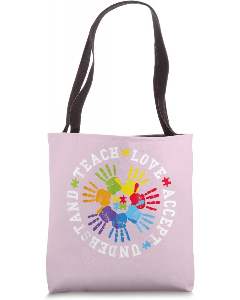 Teach Accept Understand Love Autism Teacher Autism Awareness Tote Bag $9.24 Totes