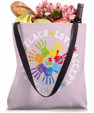 Teach Accept Understand Love Autism Teacher Autism Awareness Tote Bag $9.24 Totes