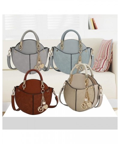 MKF Stylish Round Crossbody Bag for Women – PU Leather Wristlet Handbag – Lady Fashion Circle Messenger Purse Pewter $26.31 C...