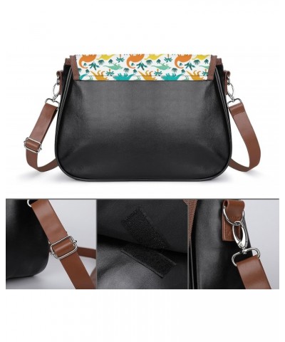 Dinosaurs Pattern Women's Shoulder Bag PU Leather Handbags Clutch Purse Messenger Bag $20.94 Shoulder Bags