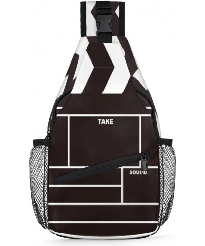 Movie Clapboard Sling Bag Adjustable Sling Backpack Crossbody Shoulder Backpack Anti-theft Rope Chest Shoulder Daypack for Tr...