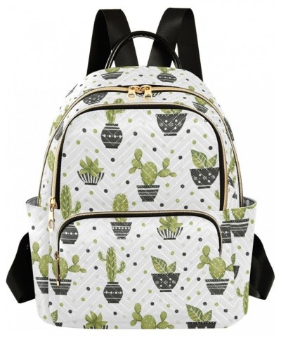 Cute Green Cactus Backpack for Women Shoulder Bag Lightweight Mini Backpack Casual Daypack Back Pack Small(11.41'' x 6.1'' x ...