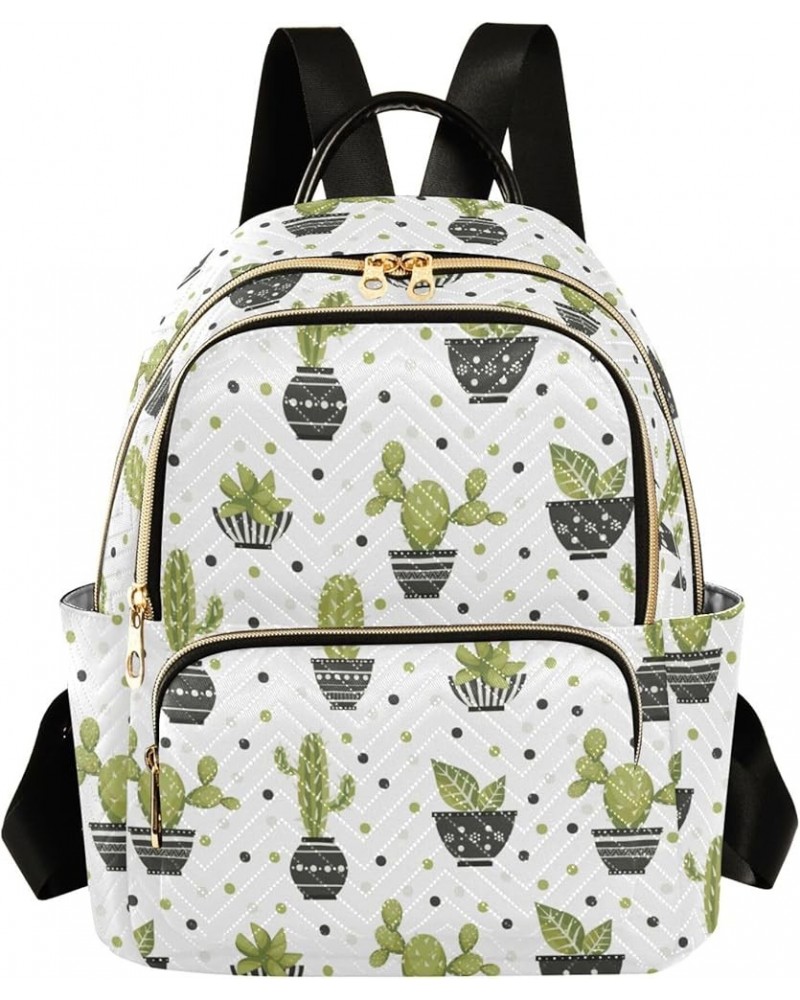 Cute Green Cactus Backpack for Women Shoulder Bag Lightweight Mini Backpack Casual Daypack Back Pack Small(11.41'' x 6.1'' x ...