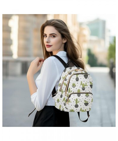 Cute Green Cactus Backpack for Women Shoulder Bag Lightweight Mini Backpack Casual Daypack Back Pack Small(11.41'' x 6.1'' x ...