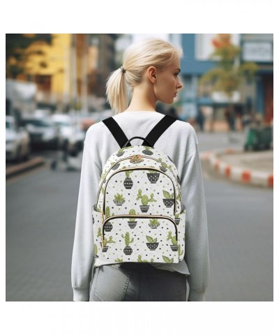 Cute Green Cactus Backpack for Women Shoulder Bag Lightweight Mini Backpack Casual Daypack Back Pack Small(11.41'' x 6.1'' x ...