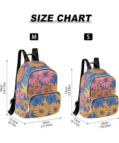 Mini Backpack Purse for Women, Pink Orange Blue Daisy Flower3 Travel Bag Casual Daypack Shoulder Bag Small $15.68 Backpacks