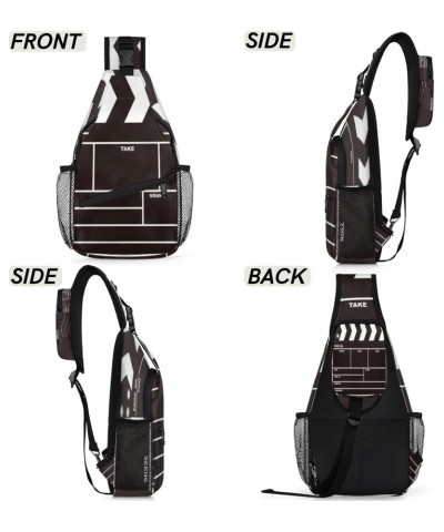 Movie Clapboard Sling Bag Adjustable Sling Backpack Crossbody Shoulder Backpack Anti-theft Rope Chest Shoulder Daypack for Tr...