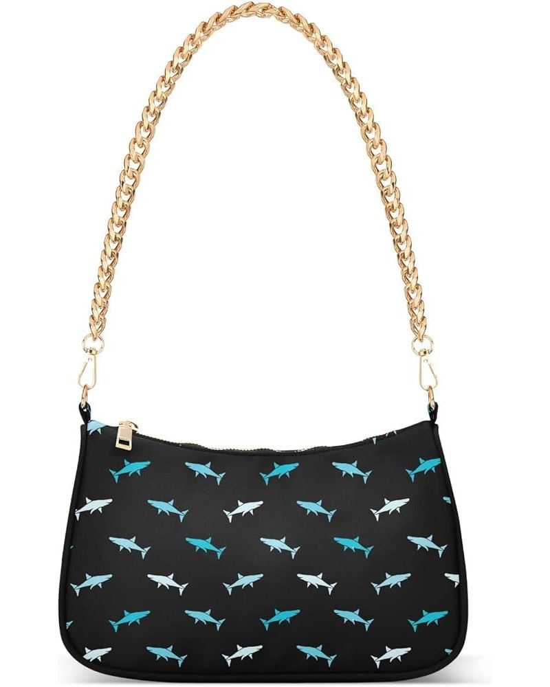 Chain Shoulder Bag Tote Handbag Purse for Women Sharks $13.80 Shoulder Bags