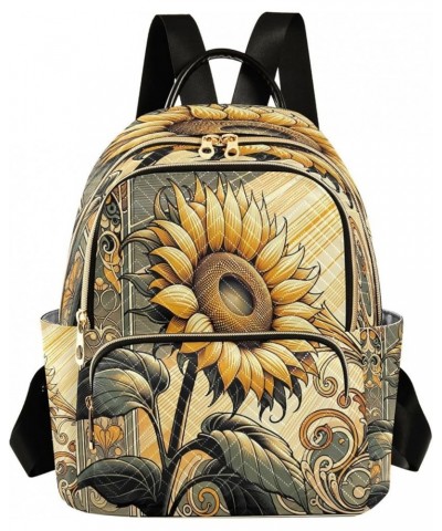 Backpack Purse for Women Golden Sunflower, Mini Fashion Backpack Sun Summer Lightweight Casual Daypack Shoulder Bag Travel Ba...