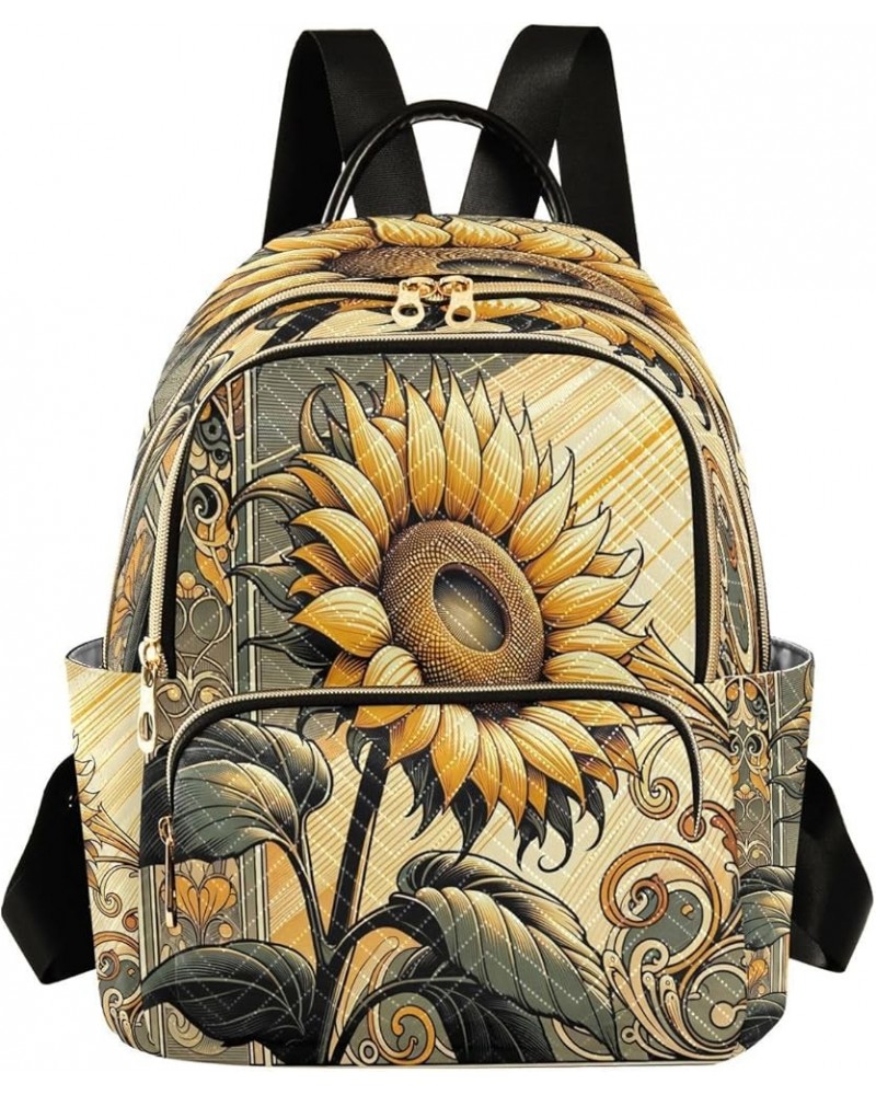 Backpack Purse for Women Golden Sunflower, Mini Fashion Backpack Sun Summer Lightweight Casual Daypack Shoulder Bag Travel Ba...