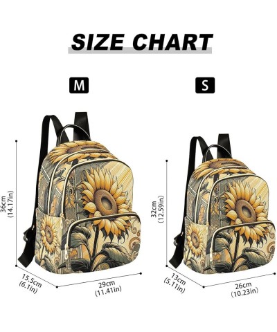 Backpack Purse for Women Golden Sunflower, Mini Fashion Backpack Sun Summer Lightweight Casual Daypack Shoulder Bag Travel Ba...