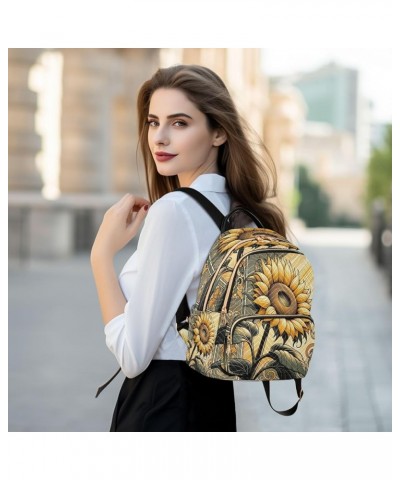 Backpack Purse for Women Golden Sunflower, Mini Fashion Backpack Sun Summer Lightweight Casual Daypack Shoulder Bag Travel Ba...