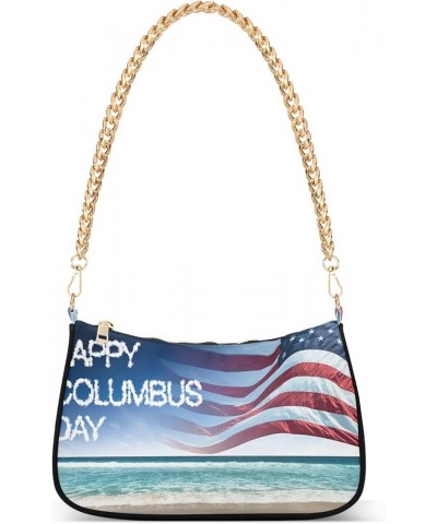 Fabric Textures Patterns Women's Small Purse, Women Crossbody Bags Happy Columbus Day Us Flag $14.10 Crossbody Bags