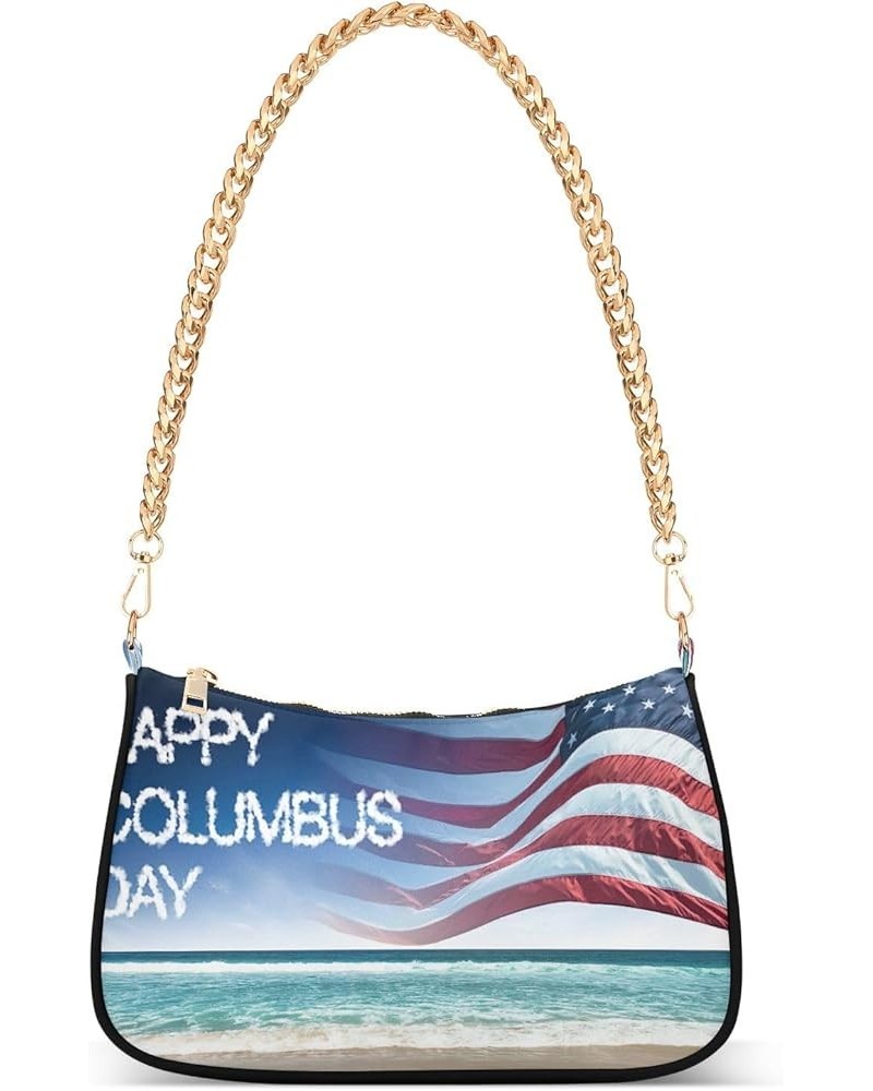 Fabric Textures Patterns Women's Small Purse, Women Crossbody Bags Happy Columbus Day Us Flag $14.10 Crossbody Bags