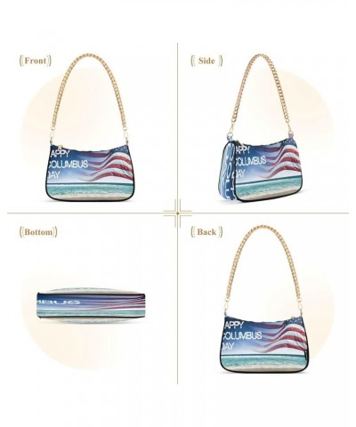 Fabric Textures Patterns Women's Small Purse, Women Crossbody Bags Happy Columbus Day Us Flag $14.10 Crossbody Bags