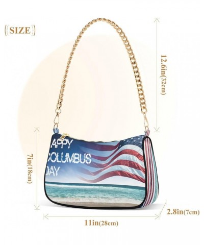 Fabric Textures Patterns Women's Small Purse, Women Crossbody Bags Happy Columbus Day Us Flag $14.10 Crossbody Bags