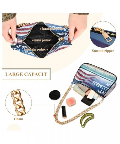 Fabric Textures Patterns Women's Small Purse, Women Crossbody Bags Happy Columbus Day Us Flag $14.10 Crossbody Bags