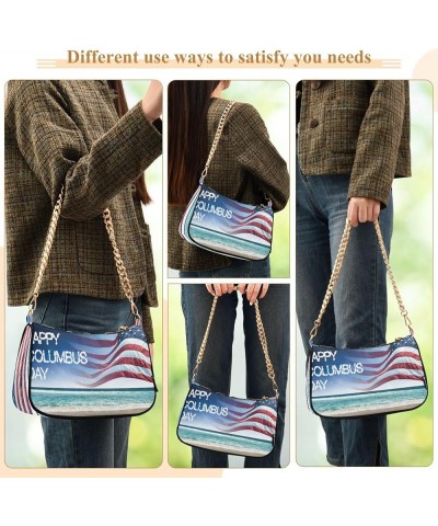 Fabric Textures Patterns Women's Small Purse, Women Crossbody Bags Happy Columbus Day Us Flag $14.10 Crossbody Bags