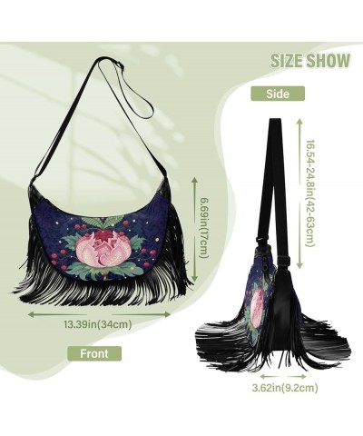 Women Fringe Tassel Cross Body Bag Boho Orange Flower Leisure Shoulder Bag Color584 $11.63 Crossbody Bags