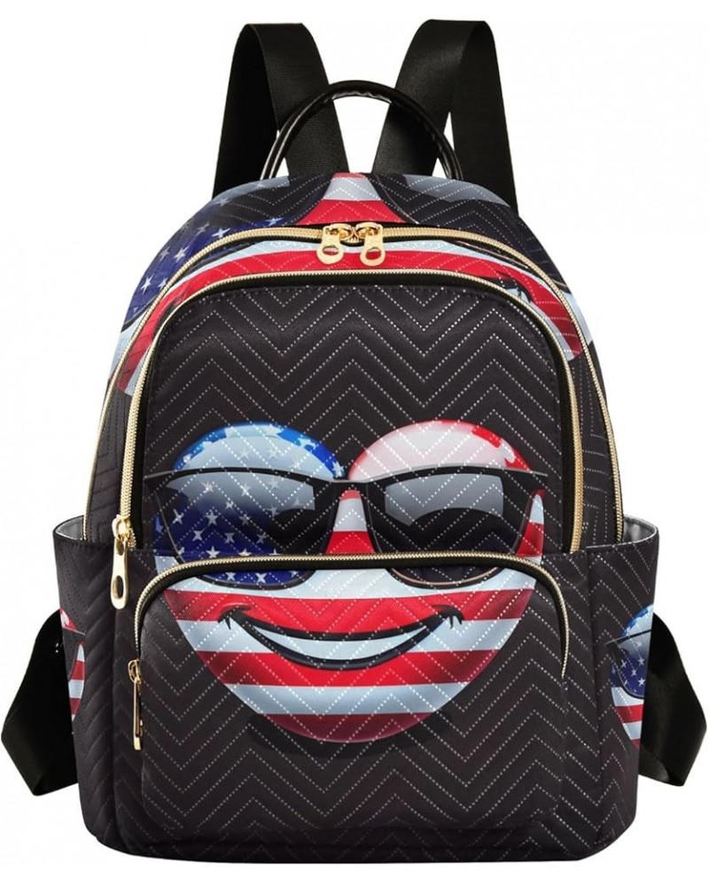 Mardi Gras Decor Quilted Backpack for Women Ladies Backpack Purses Quilted Travel Bag American Flag Heart Sunglasses Medium $...