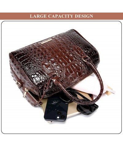 PU Leather Purses and Handbags for Women Crocodile Print Satchel Ladies Vintage Large Capacity Crossbody Shoulder Bags Purple...