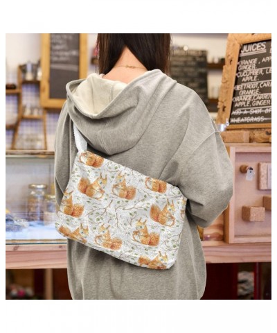 Squirrel and Leaves Plush Shoulder Bag Furry Tote Handbag Purse Faux Fur Crossbody Bag for Women $10.70 Totes