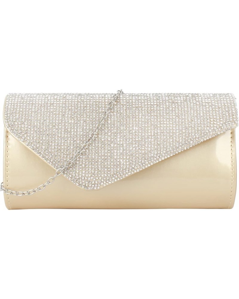 Evening Clutch Purse Bag Party Prom Wedding Envelope Crossbody Handbags 002 Gold $13.63 Evening Bags