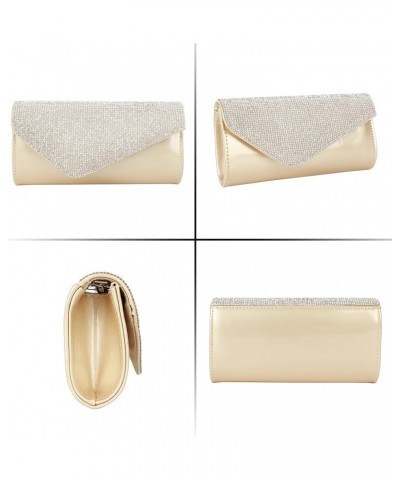 Evening Clutch Purse Bag Party Prom Wedding Envelope Crossbody Handbags 002 Gold $13.63 Evening Bags