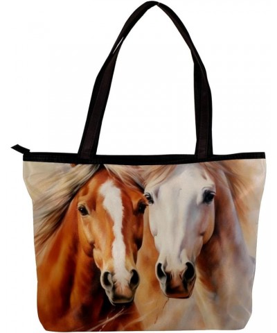 Tote Bag with Zipper, Casual Handbags for Women, Shoulder Bag, horse $15.32 Totes